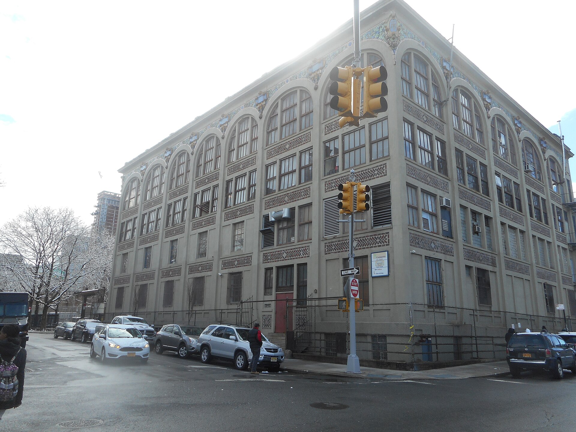 Historic brick public school building at York and Bridge Streets in DUMBO, Brooklyn